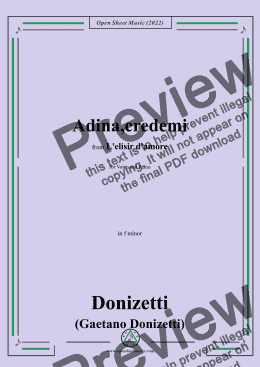 page one of Donizetti-Adina,credemi,in f minor,for Voice and Piano