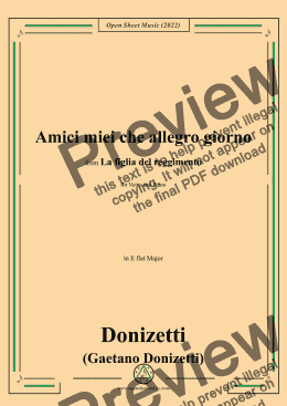 page one of Donizetti-Amici miei che allegro giorno,in E flat Major,for Voice and Piano