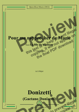 page one of Donizetti-Pour me rapprocher de Marie,in A Major,for Voice and Piano