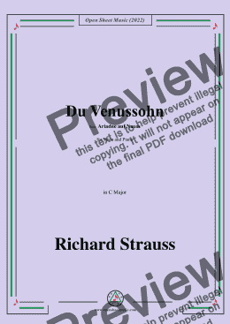 page one of Richard Strauss-Du Venussohn,from Ariadne auf Naxos,in C Major,for Voice and Piano