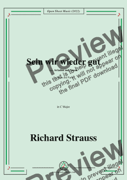 page one of Richard Strauss-Sein wir wieder gut,from Ariadne auf Naxos,in C Major,for Voice and Piano