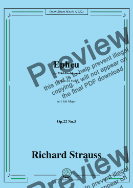 page one of Richard Strauss-Epheu,Op.22 No.3,from Madchenblumen,in E flat Major