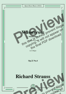 page one of Richard Strauss-Wasserrose,Op.22 No.4,from Madchenblumen,in f sharp minor