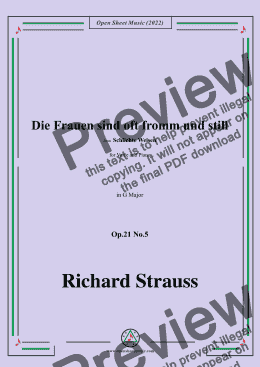 page one of Richard Strauss-Die Frauen sind oft from und still,Op.21 No.5,from Schlichte Weisen,in G Major