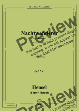 page one of Fanny Hensel-Nachtwanderer,Op.7 No.1,from '6 Lieder,Op.7',in A flat Major,for Voice and Piano