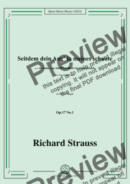 page one of Richard Strauss-Seitdem dein Aug' in meines schaute,in D flat Major,Op.17 No.1,for Voice and Piano