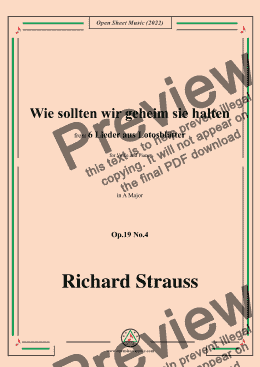 page one of Richard Strauss-Wie sollten wir geheim sie halten,in A Major,Op.19 No.4,for Voice and Piano