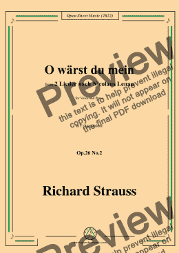 page one of Richard Strauss-O wärst du mein,in f sharp minor,Op.26 No.2,for Voice and Piano