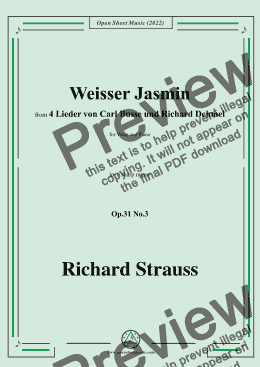 page one of Richard Strauss-Weißer Jasmin,in c sharp minor,Op.31 No.3,for Voice and Piano