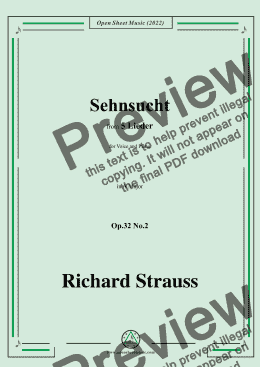 page one of Richard Strauss-Sehnsucht,in A Major,Op.32 No.2,for Voice and Piano