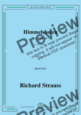 page one of Richard Strauss-Himmelsboten,in F Major,Op.32 No.5,for Voice and Piano