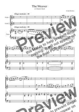 page one of "The Weaver" - A Modern Reel for Violin Duet and Piano