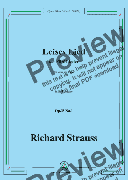 page one of Richard Strauss-Leises Lied,in B flat Major,Op.39 No.1,for Voice and Piano