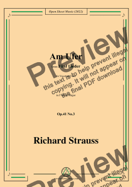 page one of Richard Strauss-Am Ufer,in F sharp Major,Op.41 No.3,for Voice and Piano