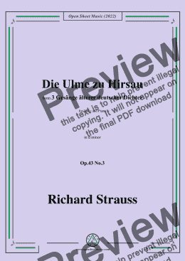 page one of Richard Strauss-Die Ulme zu Hirsau,in d minor,Op.43 No.3,for Voice and Piano