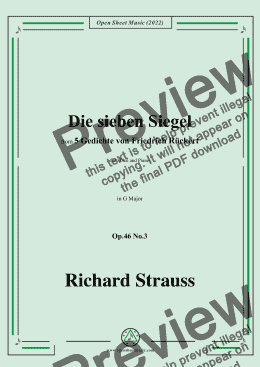 page one of Richard Strauss-Die sieben Siegel,in G Major,Op.46 No.3,for Voice and Piano