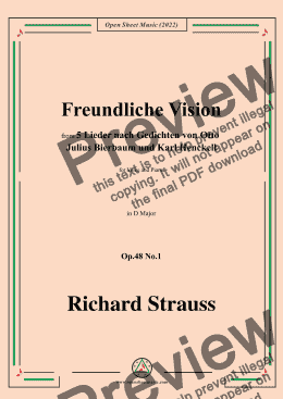 page one of Richard Strauss-Freundliche Vision,in D Major,Op.48 No.1,for Voice and Piano