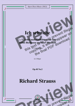 page one of Richard Strauss-Ich schwebe,in A Major,Op.48 No.2,for Voice and Piano