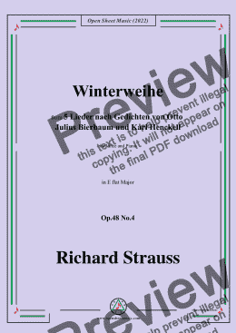 page one of Richard Strauss-Winterweihe,in E flat Major,Op.48 No.4,for Voice and Piano