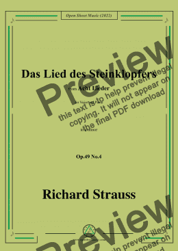 page one of Richard Strauss-Das Lied des Steinklopfers,in e minor,Op.49 No.4,for Voice and Piano