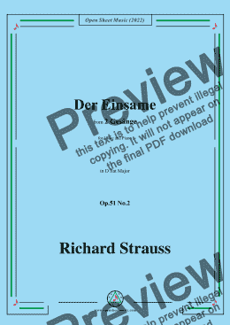 page one of Richard Strauss-Der Einsame,in D flat Major,Op.51 No.2,for Voice and Piano