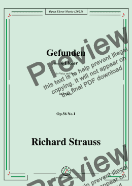 page one of Richard Strauss-Gefunden,in F Major,Op.56 No.1,for Voice and Piano