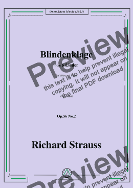 page one of Richard Strauss-Blindenklage,in g minor,Op.56 No.2,for Voice and Piano