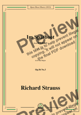 page one of Richard Strauss-Im Spätboot,in D flat Major,Op.56 No.3,for Voice and Piano