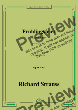 page one of Richard Strauss-Frühlingsfeier,in c sharp minor,Op.56 No.5,for Voice and Piano