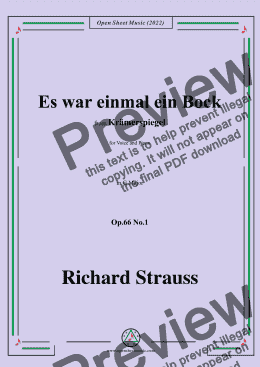 page one of Richard Strauss-Es war einmal ein Bock,in G Major,Op.66 No.1,for Voice and Piano