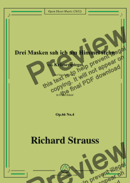 page one of Richard Strauss-Drei Masken sah ich am Himmel stehn,in b flat minor,Op.66 No.4,for Voice and Piano