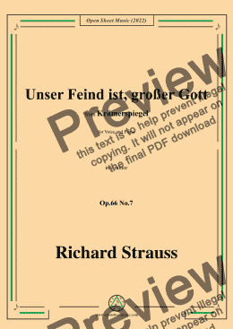 page one of Richard Strauss-Unser Feind ist,großer Gott,in c minor,Op.66 No.7,for Voice and Piano