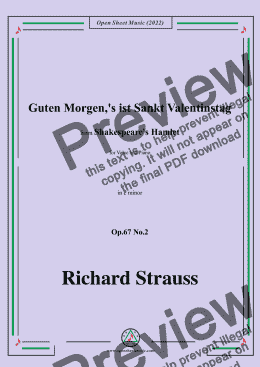 page one of Richard Strauss-Guten Morgen,'s ist Sankt Valentinstag,in e minor,Op.67 No.2,for Voice and Piano