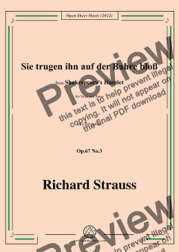 page one of Richard Strauss-Sie trugen ihn auf der Bahre bloß,in e flat minor,Op.67 No.3,for Voice and Piano