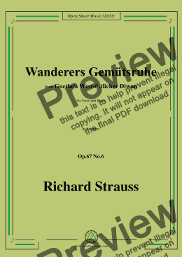 page one of Richard Strauss-Wanderers Gemütsruhein c minor,Op.67 No.6,for Voice and Piano