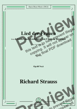 page one of Richard Strauss-Lied der Frauen,in c minor,Op.68 No.6,for Voice and Piano