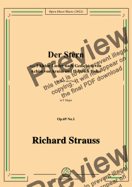 page one of Richard Strauss-Der Stern,in F Major,Op.69 No.1,for Voice and Piano