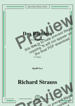 page one of Richard Strauss-Das Bachlein,in F Major,Op.88 No.1,for Voice and Piano