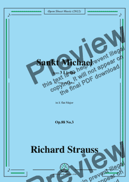 page one of Richard Strauss-Sankt Michael,in E flat Major,Op.88 No.3,for Voice and Piano