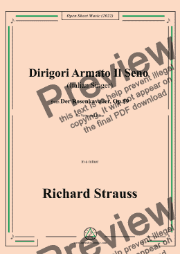 page one of Richard Strauss-Dirigori Armato Il Seno,in a minor,for Voice and Piano