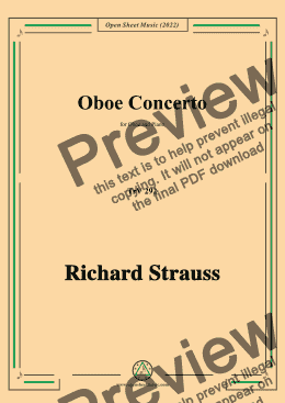 page one of Richard Strauss-Oboe Concerto,TrV 292,for Oboe and Piano