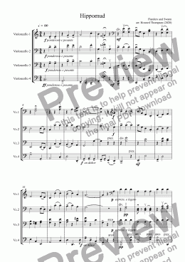 page one of Hippomud for cello quartet