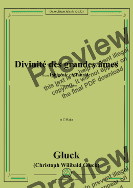 page one of Gluck-Divinité des grandes âmes,in C Major,from 'Iphigénie en Tauride',for Voice and Piano