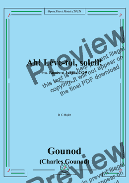 page one of Gounod-Ah!Lève-toi,soleil!,in C Major,from 'Roméo et Juliette,CG 9',for Voice and Piano