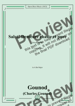 page one of Gounod-Salut!Demeure chaste et pure,in A flat Major,from 'Faust,CG 4',for Voice and Piano