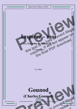 page one of Gounod-Inspirez-moi,in c minor,from 'La reine de Saba,CG 7',for Voice and Piano