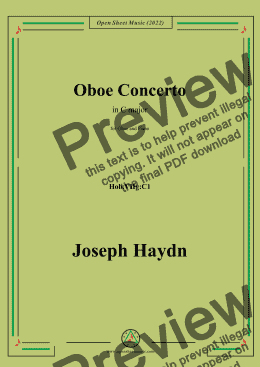 page one of Haydn-Oboe Concerto,in C major,Hob.VIIg:C1,for Oboe and Piano