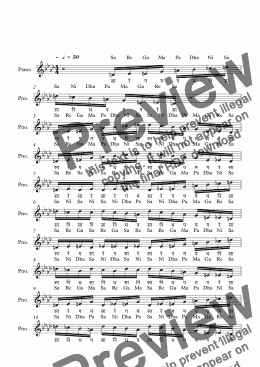 page one of Kanakangi Raga--Key D--Carnatic Music-Exercise Patterns