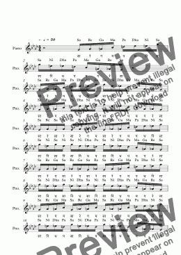 page one of Kanakangi Raga--Key G--Carnatic Music-Exercise Patterns