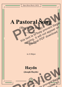 page one of Haydn-A Pastoral Song(Shepherd's Song),Hob.XXVIa:27,in A Major,for Voice and Piano